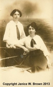 Emma (Ryan) Fish and Nellie Ryan in servant's uniforms, circa 1920; Manchester NH
