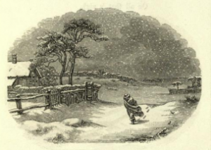 Engraving from The Snow Storm, by Esther M. Bourne, San Francisco, 1857 