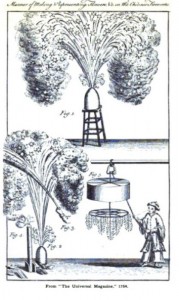 1764 example of pyrotechnics. From book, Pyrotechnics, the history and art of firework making, by Brock, Alan St. Hil, 1922