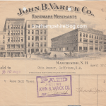 1912 John B. Varick Co. receipt for baseball shoes.