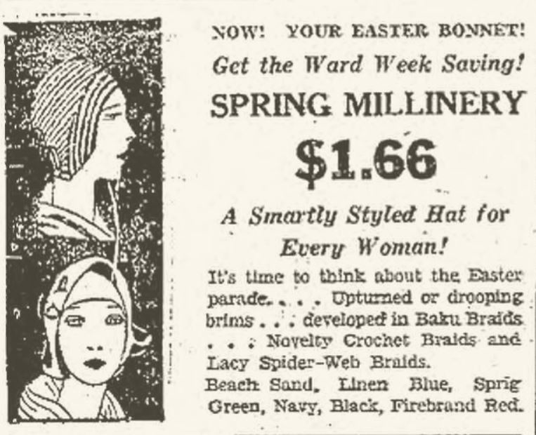 1930 Spring Millinery Advertisement, Portsmouth Herald