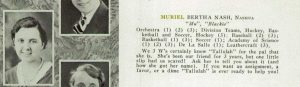 1932 Yearbook of Keene New Hampshire showing Muriel Nash.