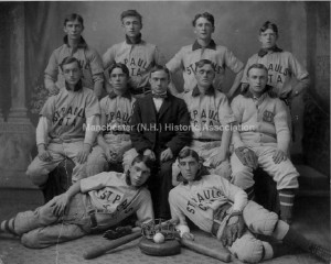 St. Paul's Christian Temperance Association even had a Baseball Team, as pictured here in this undated group portait. From the Manchester Historic Association Photoprint Collection. Used with Permission.