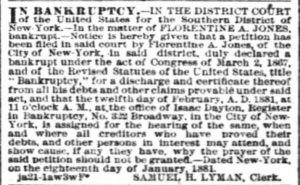 Bankruptcy Notice for F.A. Jones