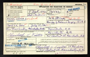 Request for military marker for grave of Dr. George S. Foster.