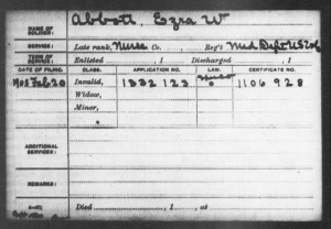 Ezra W. Abbott Civil War pension card