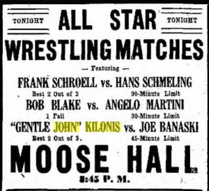 Hamilton Daily news of 26 December 1935 announcing an all star wrestling match