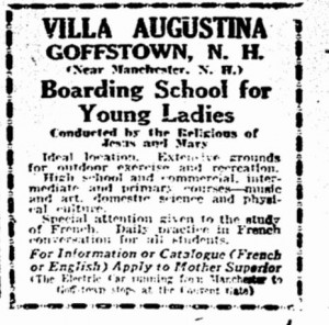 August 15, 1927 Boston Herald advertisement for Village Augustina
