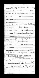 Birth record of Barney Friberg