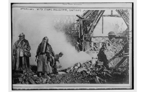 Bain News Service, P. Americans with flame projectors, Cantigny. [no Date Recorded on Caption Card] [Image] Retrieved from the Library of Congress.