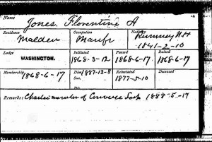 Masonic Membership Card of F.A. Jones