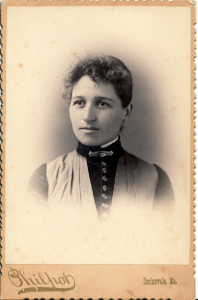 Written on the back of the photograph: "Flora n. Runnels, Milton Mills, Strafford Co., N.H."