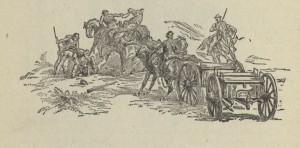 Engraving of scene at Gettysburg from book "The greatest work of the celebrated French artist, Paul Philippoteaux [electronic resource] : battle of Gettysburg [cyclorama]