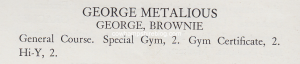 1941 Central High School Class description of George Metalious