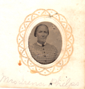 Irena (Davis) Phelps from a gem sized tintype