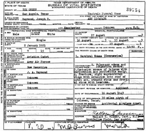 Death record of Roger Raymond.