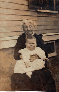 Photograph of Lydia (Swasey) Obear, probably with one of her grandchildren, taken before her death in January of 1919.