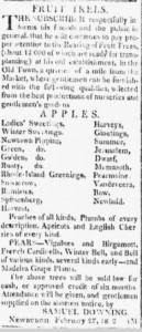 March 24, 1812 Orange Co. Patriot Newspaper, Newburgh NY advertisement for Downing Nursery