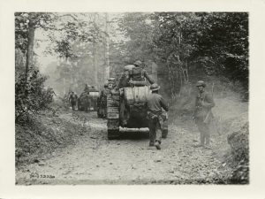 The Miriam and Ira D. Wallach Division of Art, Prints and Photographs: Photography Collection, The New York Public Library. (1860 - 1920). [The Amer. advance in the Argonne region, France. A procession of Amer. tanks moving up to front of Argonne, Boureilles, Meuse, France, Sept. 1918.] 
