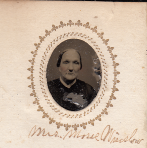 Mrs. Moses (Irena Phelps) Winslow from a gem sized tintype photograph