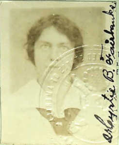 Passport photograph of Myrtie Belle Fairbanks, daughter of Chester M.