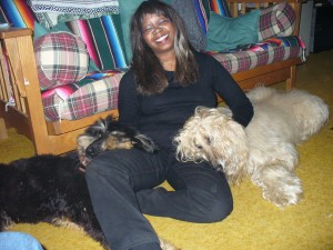Vanessa with her beloved afghan hounds.