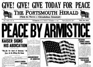 Portsmouth Herald front page November 11, 1918