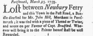 Post Road 31 March 1758 New-Hampshire Gazette