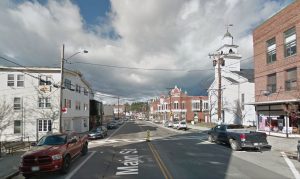 Tilton New Hampshire's Main Street today. Same view as older photograph on this same page.