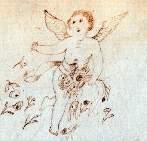 Sketch of an angel by .... L. Etta Moulton in 1873