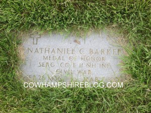 Military marker for Nathaniel Barker at Last Rest Cemetery, Merrimack NH.