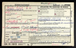Marker request for Joseph Roux by his father Oscar in 1958.