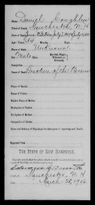 Cryptic death record of Daniel Coughlin.