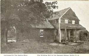 Old postcard, marked as Haunted House in Hollis, Wishing Well. From Cow Hampshire Blog
