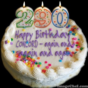 In 2015 Concord can celebrate many birthdays--290 years from its founding, 250 from its incorporation as the town named Concord (note there were 2 previous names), and 162 years as a "city."