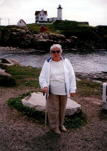 Mom at Nubble Light in Maine. 
