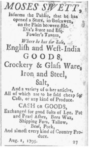 from August 29, 1795 Courier of New Hampshire (Concord NH) Vol VI, Issue 30; Page 4