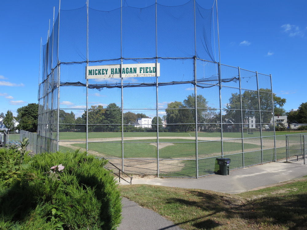 Prout Park in Manchester NH, view from Young Street entrance. Copyright Janice Brown, 2015.