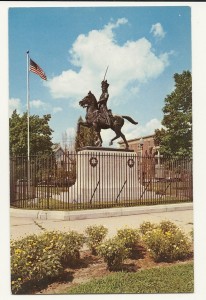 Postcard of Pulaski equestrian statue, Manchester New Hampshire.