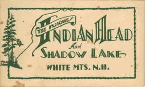 Vintage booklet cover for "The Famous Indian Head" and Shadow Lake White Mountains New Hampshire