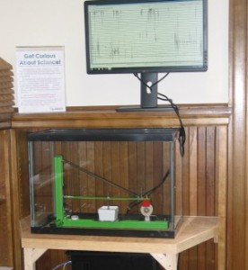 The public seismograph at the Merrimack (NH) Public Library. Photo courtesy of the library.