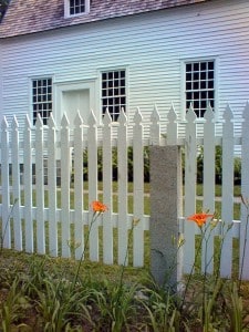 Bright flowers against a Canterbury NH fence