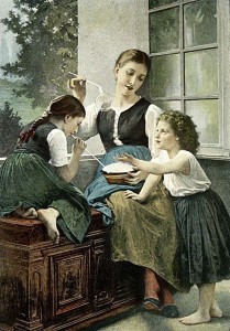 Painting: Soap Bubbles, 1891, oil on canvas, by Elizabeth Gardner Bouguereau