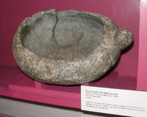 Soapstone bowl found on a farm in Goffstown c1848. Gift of Nancy Barr, Manchester NH 1888; New Hampshire Historical Society Collection