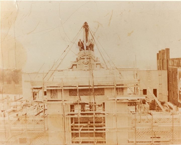 Manchester's State Theatre being built. Photograph copyright by Dan LaRochelle, used here with his permission.