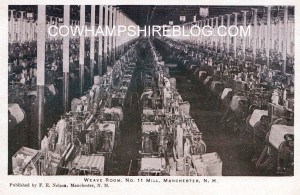 Weave room, No. 11 Mill, Manchester NH from old postcard